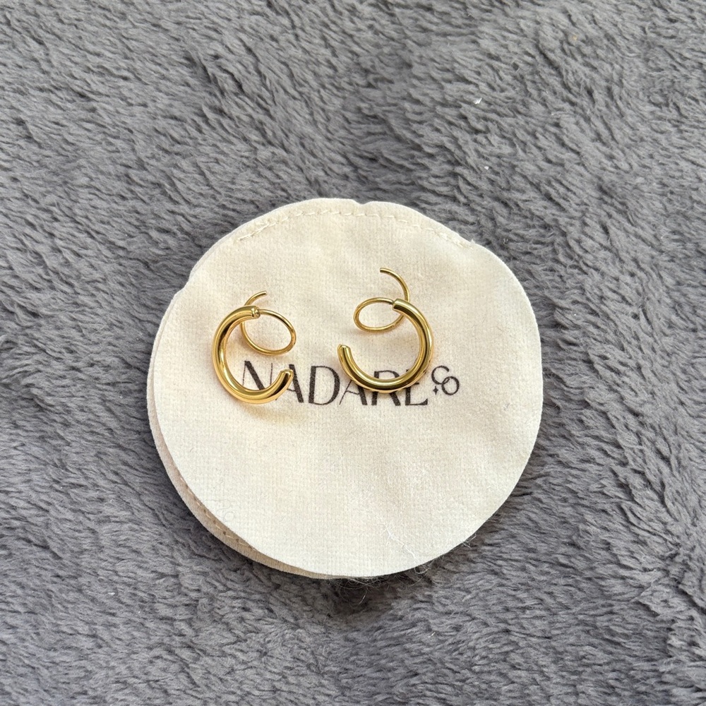 Nadare Double Gold Hoop Earrings